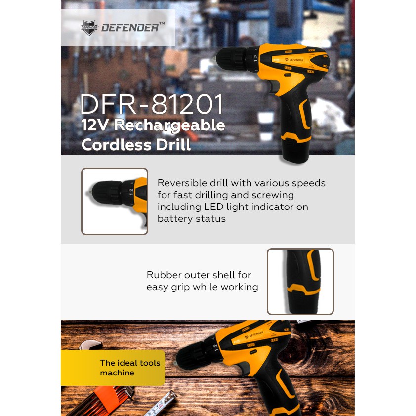 DEFENDER 12 V CORDLESS RECHARGEABLE CORDLESS DRILL Shopee Malaysia