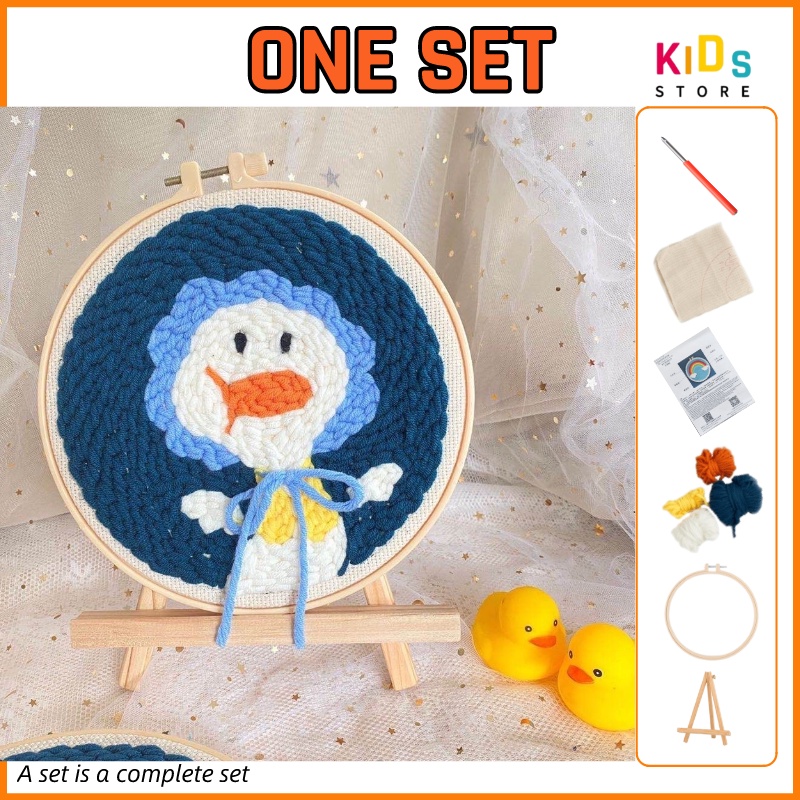 Embroidery Kit Needlework for Beginner Punch Needle Cross Stitch Set ...