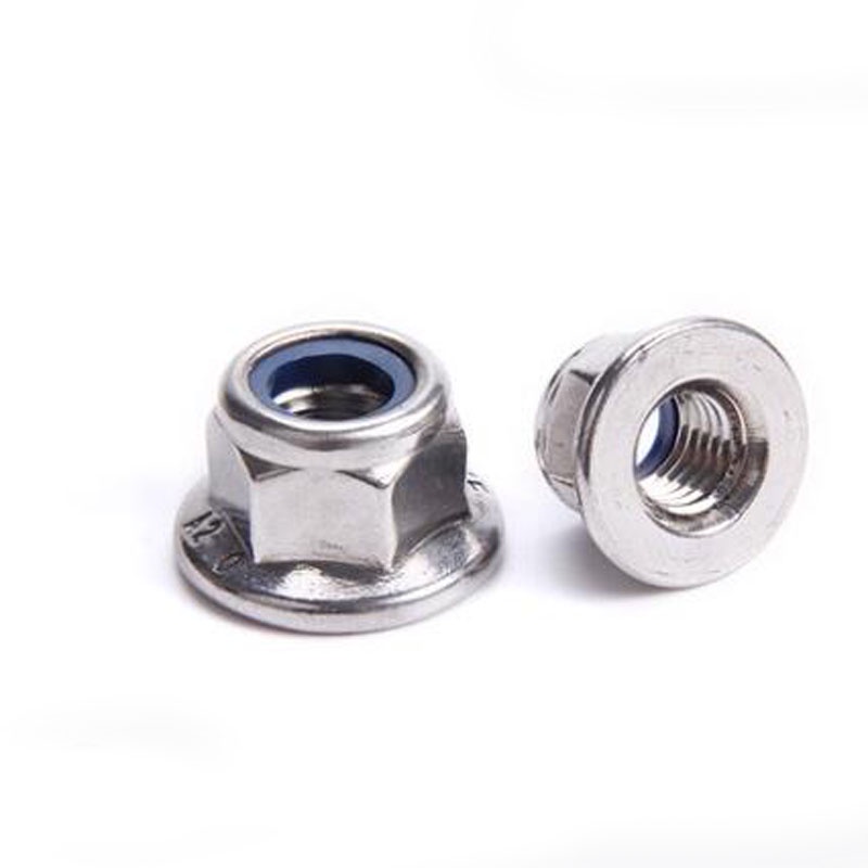 304 Stainless Steel Hexagonal Flat with Pad Flange Nylon Lock Nut Self
