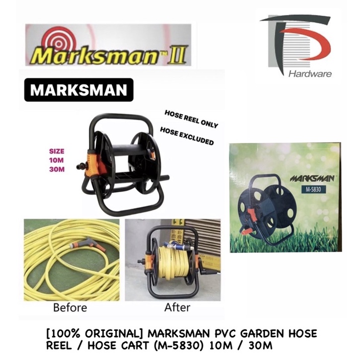 100% ORIGINAL] MARKSMAN PVC GARDEN HOSE REEL / HOSE CART (M-5830