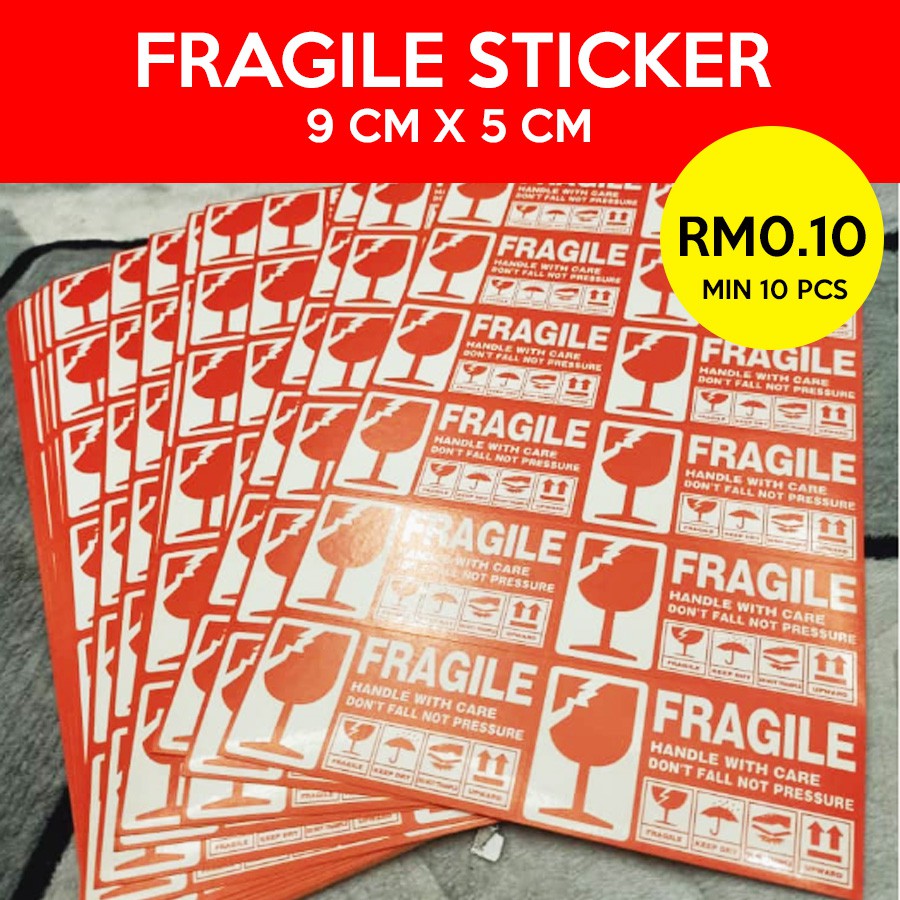 Pcs Fragile Sticker Fragile Sticker Fragile Sticker MURAH Saiz