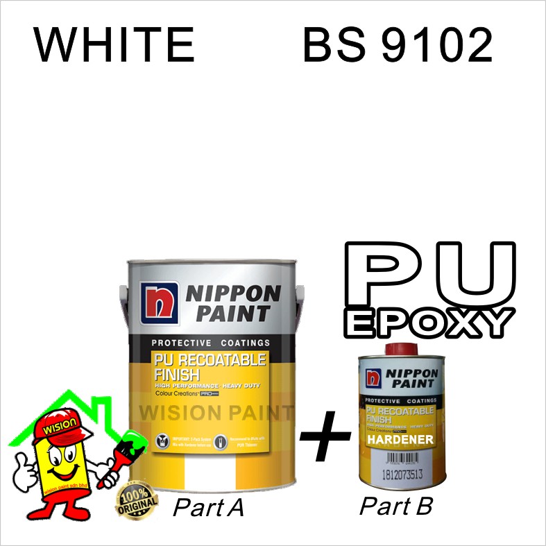 WHITE BS 9102 ( 1L ) PU NIPPON PAINT PU RECOATABLE FINISH HIGH