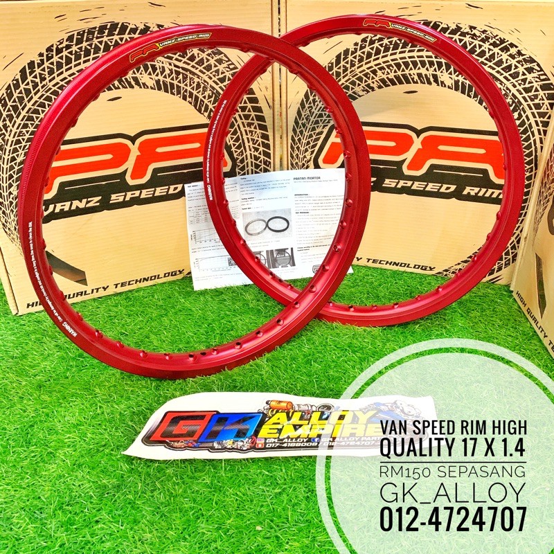 RIM ALLOY THAILAND MERAH HIGH QUALITY SAIZ 17 x 1.4 SEPASANG | Shopee ...