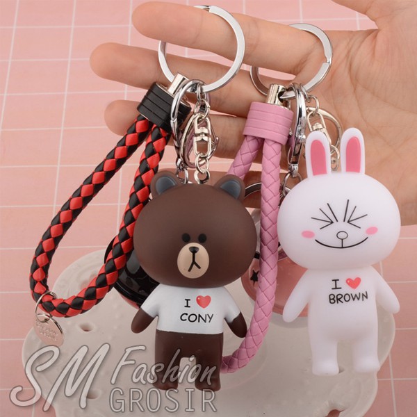 Key Chain / Toy Key Chain Cony I Love Brown Line Shy Kc004 | Shopee ...