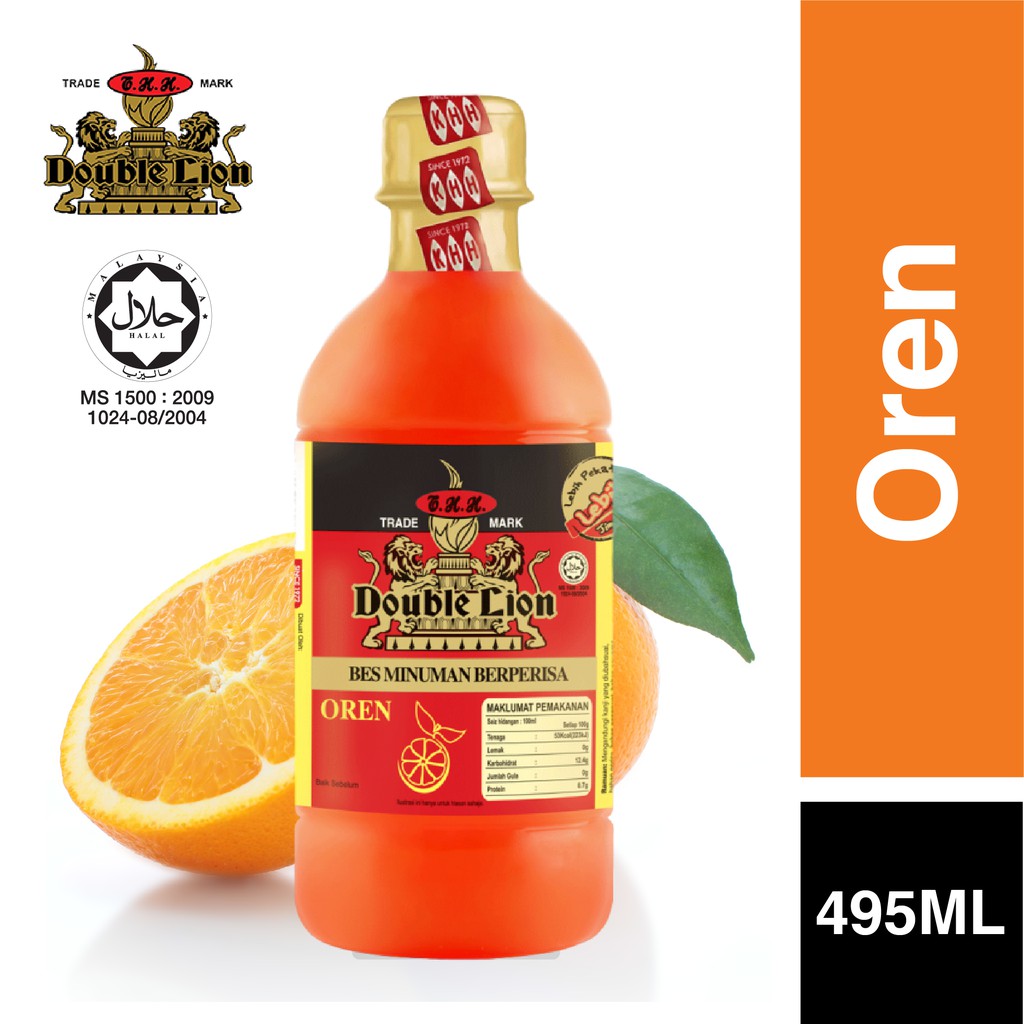 Double Lion Orange Flavoured Concentrated (495ml) Bes Minuman Berperisa