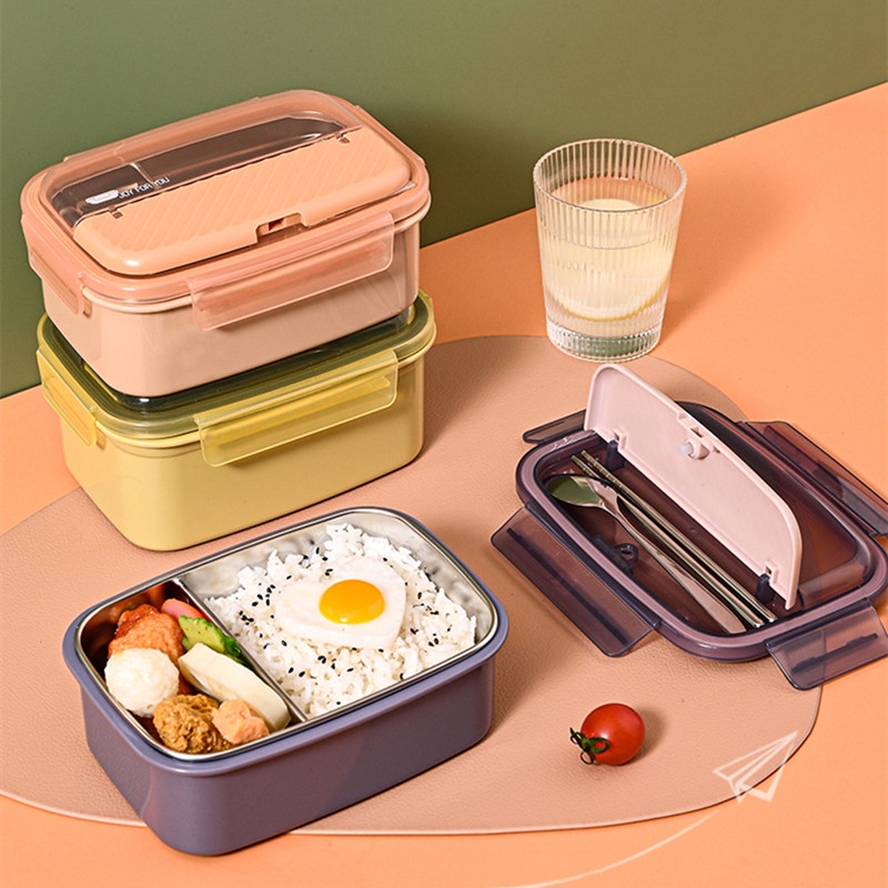 850ml Protable Stainless Steel Lunch Box Microwave Bento Box Children Student Food Storage