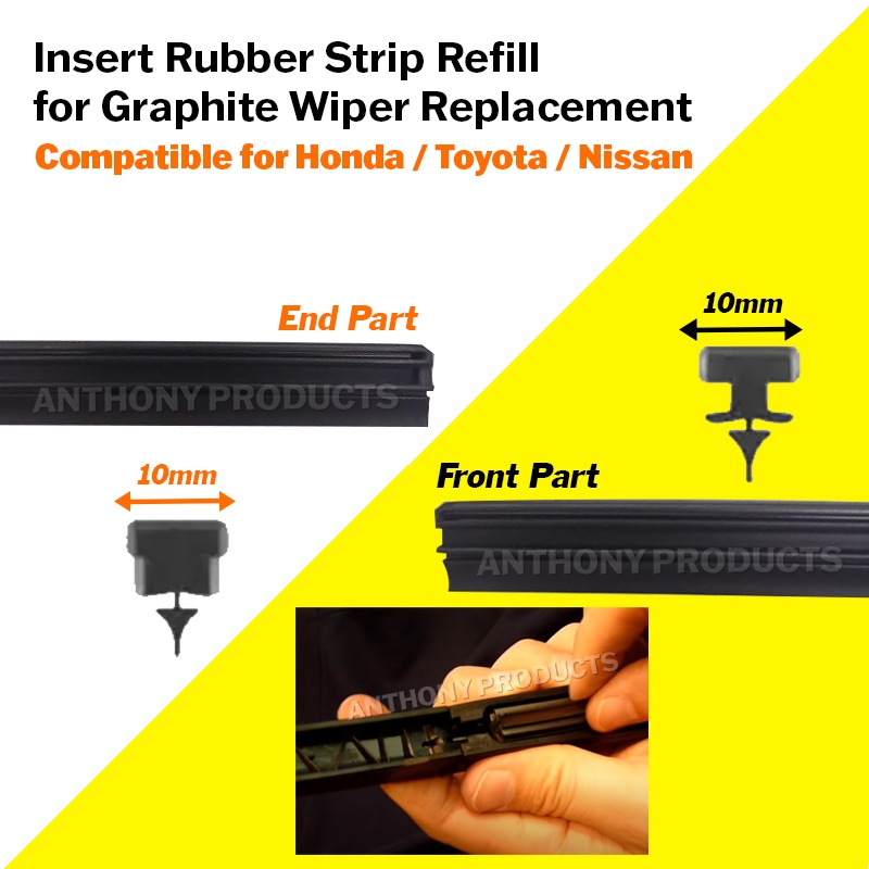 10mm Wiper Replacement Rubber Strip Refill Insert NWB Mitsuba Design