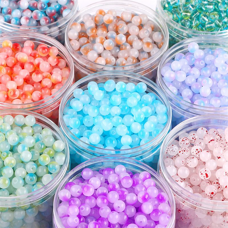 8mm Fantasy Jelly Glass Beads Loose Beads Diy Handmade Bracelet 