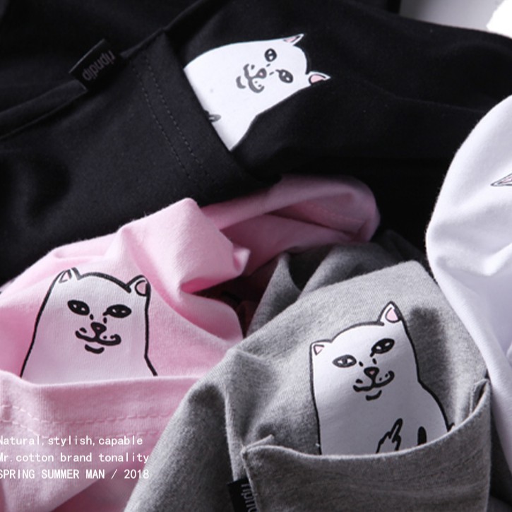 T shirt cat clearance in pocket giving finger