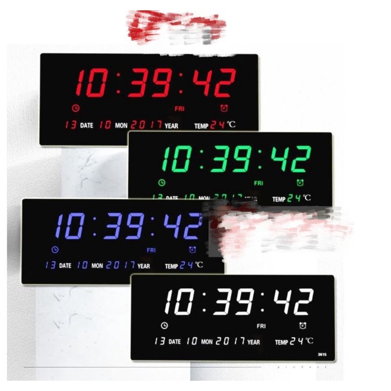 MERAH Jd3615 Red LED Digital Clock LED Wall/Desk Clock Calendar Features Alarm Alarm Smart