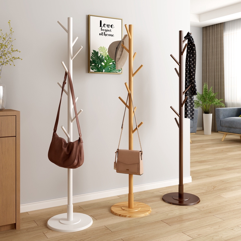 Solid Wood Living Room Hanging Clothes Rack Bedroom Rack Floor Clothes ...