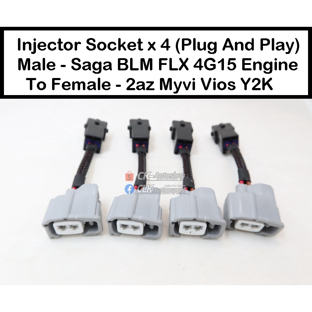 Set 4pcs Saga Blm Flx 4g15 Engine Injector Harness Convert To 2az 1zz Myvi Vios Y2k Female 2191