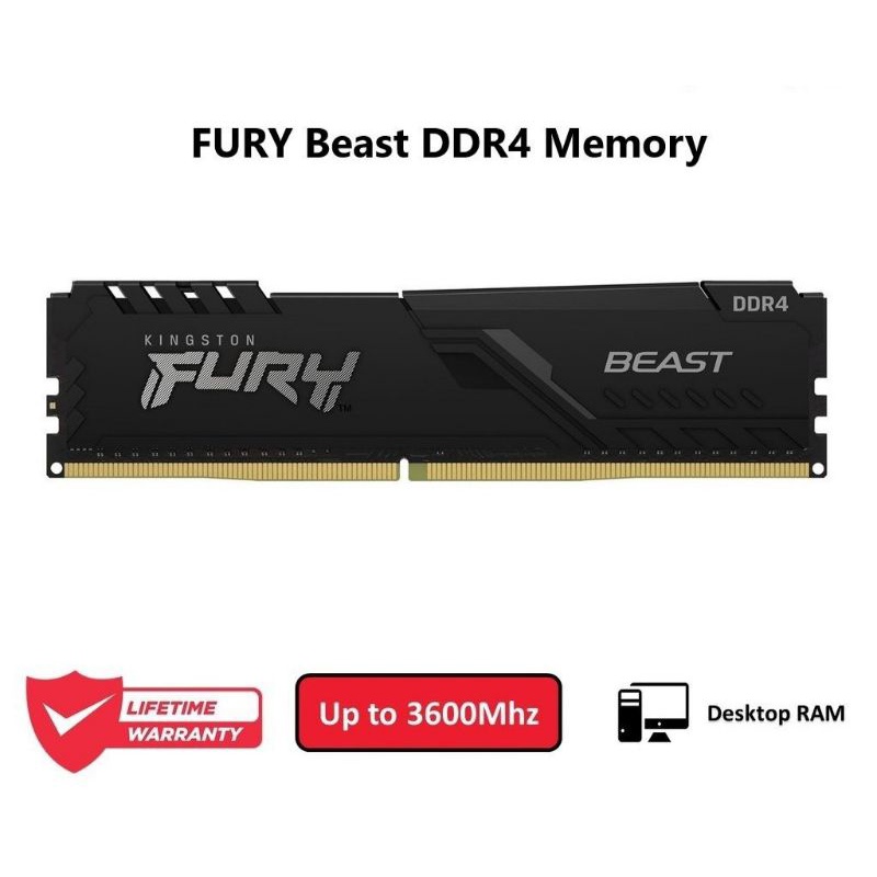 Kingston FURY Beast Black (2666MHz/3200MHz) DDR4 Single Memory (4GB/8GB ...
