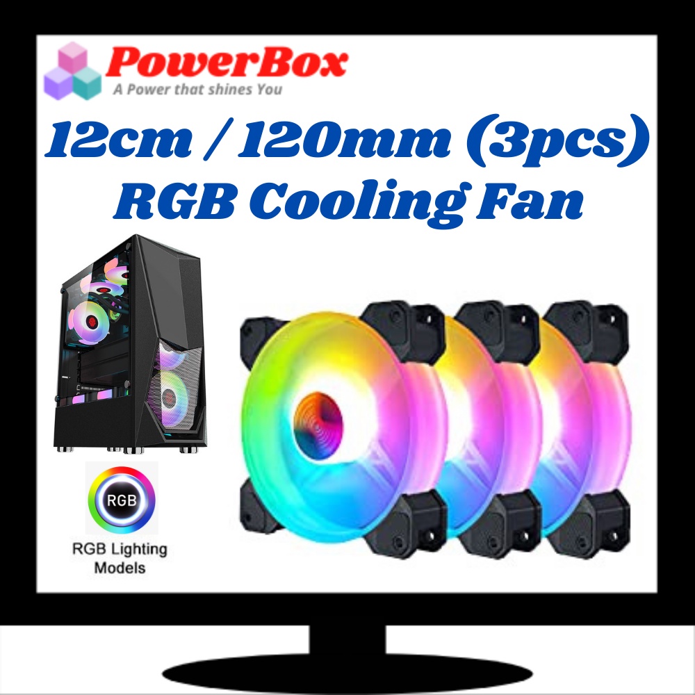 POWERBOX 1 SET(3 Unit) RGB COOLING FAN PC Cooling Fan RGB Fan 12CM ...