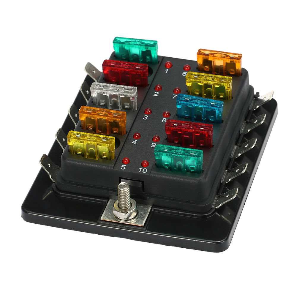 10 Way Blade Fuse Box Holder with LED Warning Light Kit for Car Boat ...