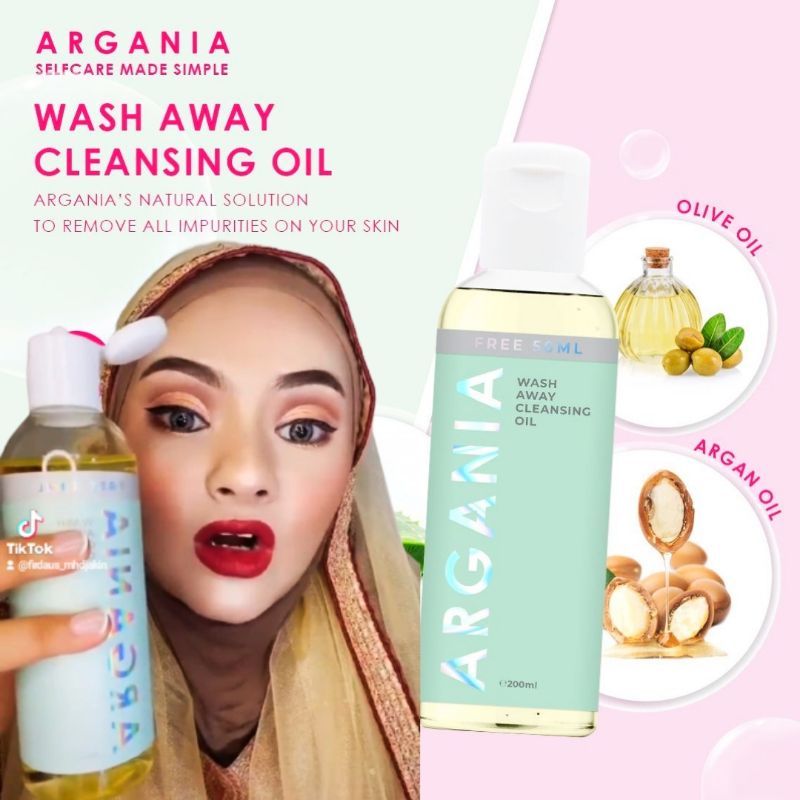 Wash Away Cleansing Oil Argania/ramai muo pakai untuk cuci makeup/ Shopee Malaysia