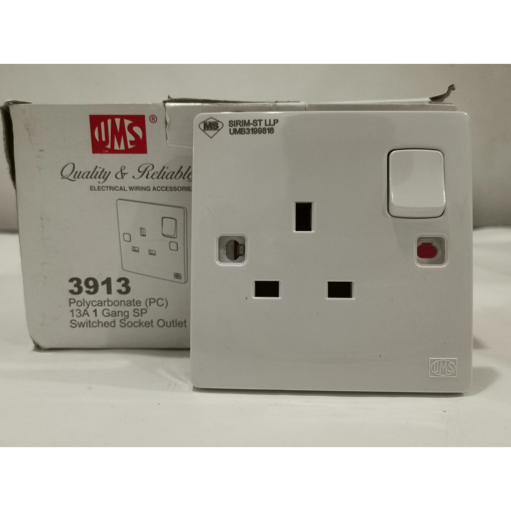 UMS 6 Series 3913 13A 1gang Switched Socket Outlet 6113 | Shopee Malaysia