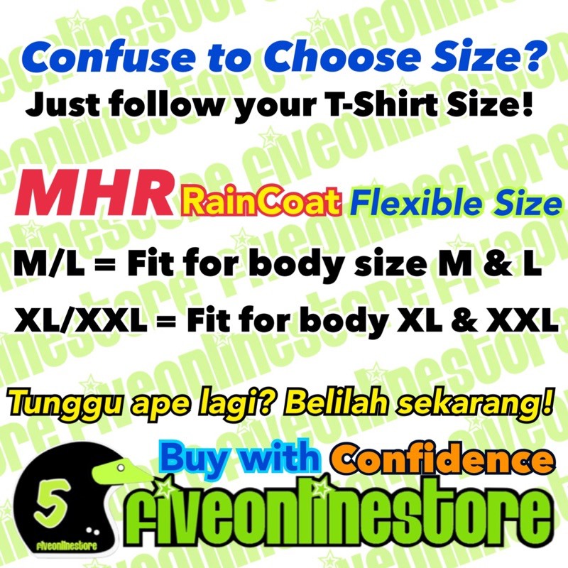 MHR R11 Raincoat Full Zip with button original Rainsuit Baju Hujan ...