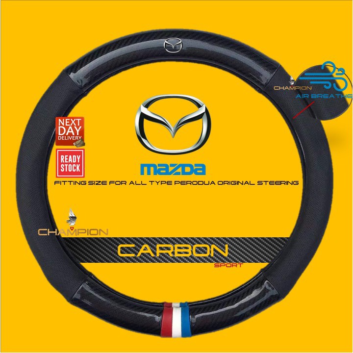 Mazda Carbon Fiber Leather Car Steering Cover 100 Fit Original