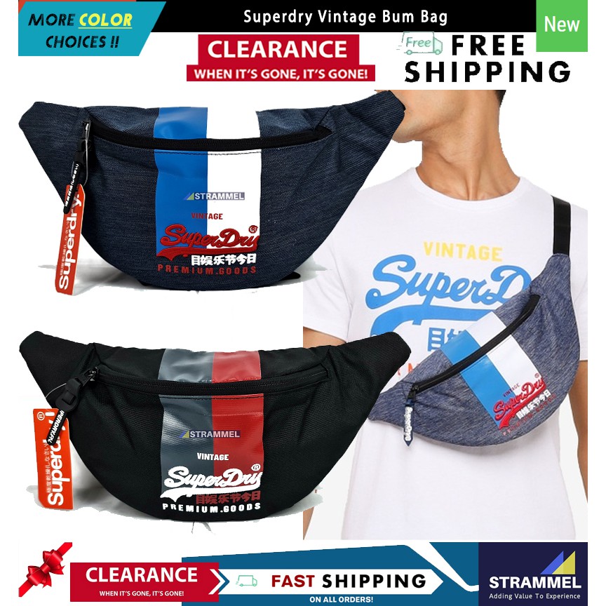 [100 Authentic] Superdry Vintage Logo Bum Bag Waist Bag Hip Pack Pouch