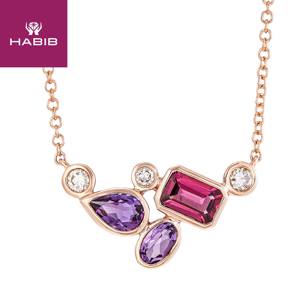 HABIB Chic Collection Garnet and Amethyst Gemstone Diamond Necklace in ...