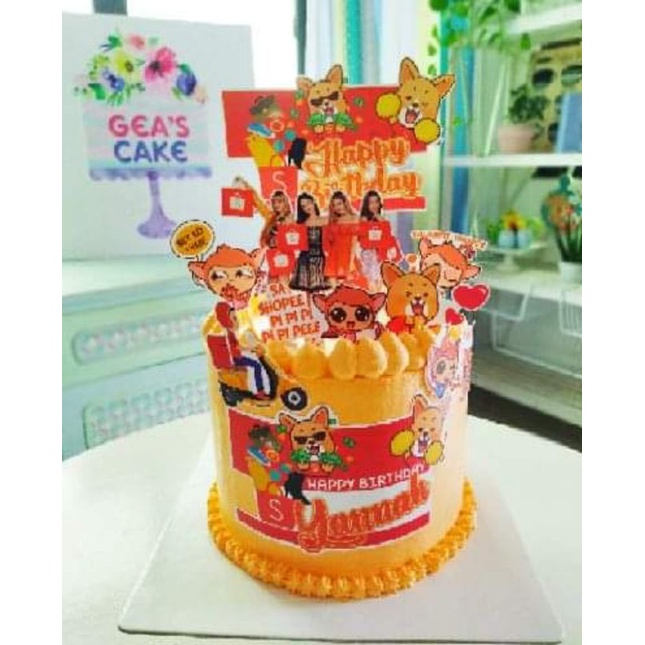 Salamat Shopee themed set cake topper (customized name) | Shopee Malaysia