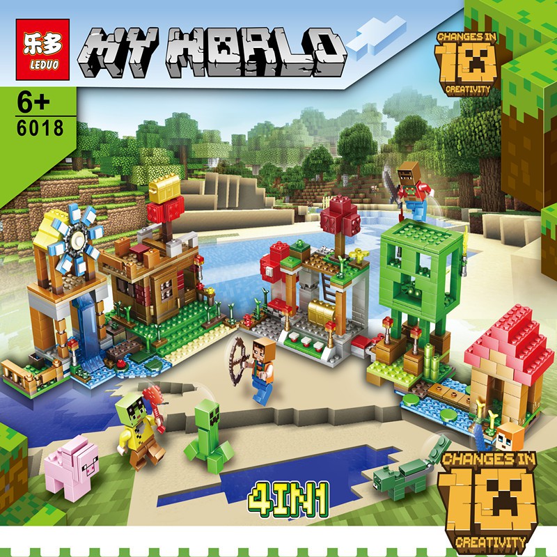 🔥READY STOCK MALAYSIA🔥 749Pcs Minecraft 4 in 1 6018 Village Building ...