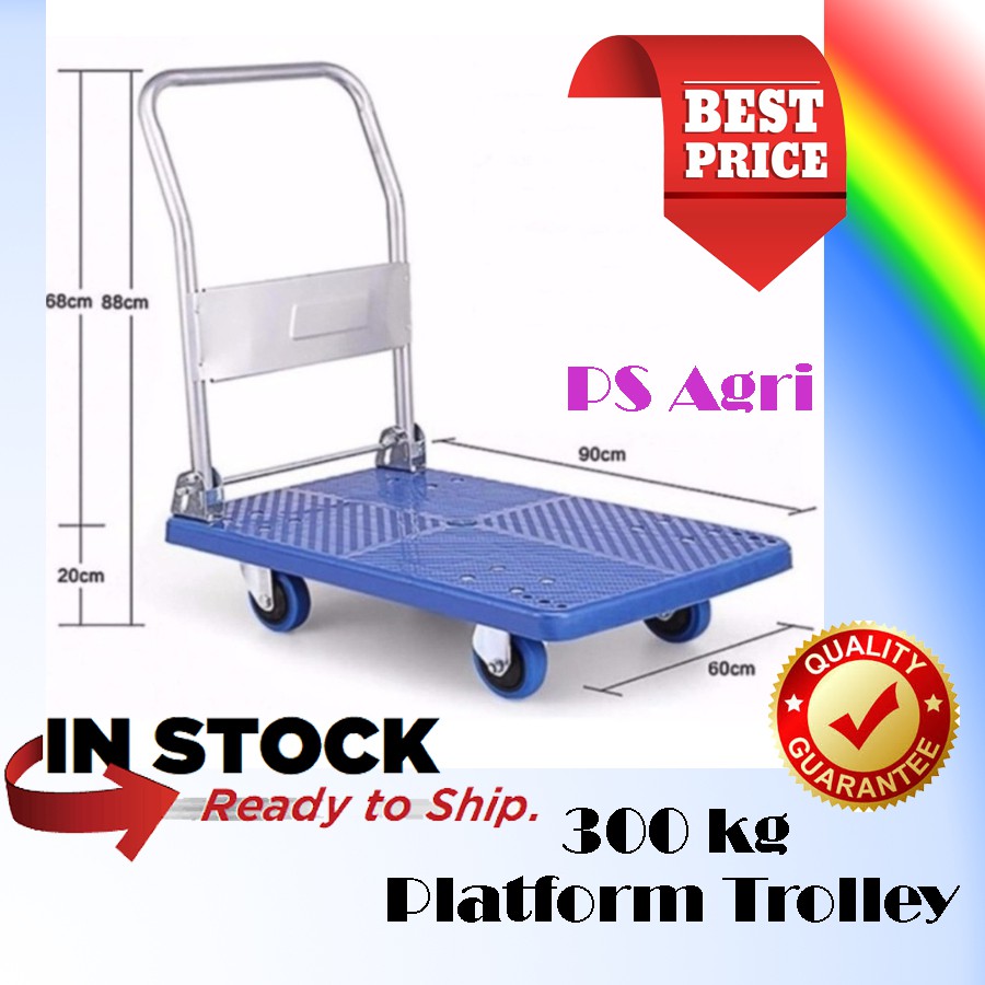 Kg Heavy Duty Foldable Pvc Platform Hand Truck Trolley Shopee Malaysia