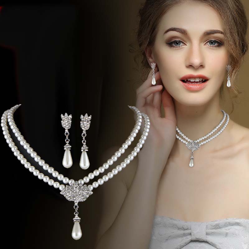 Pearl drop on sale necklace wedding