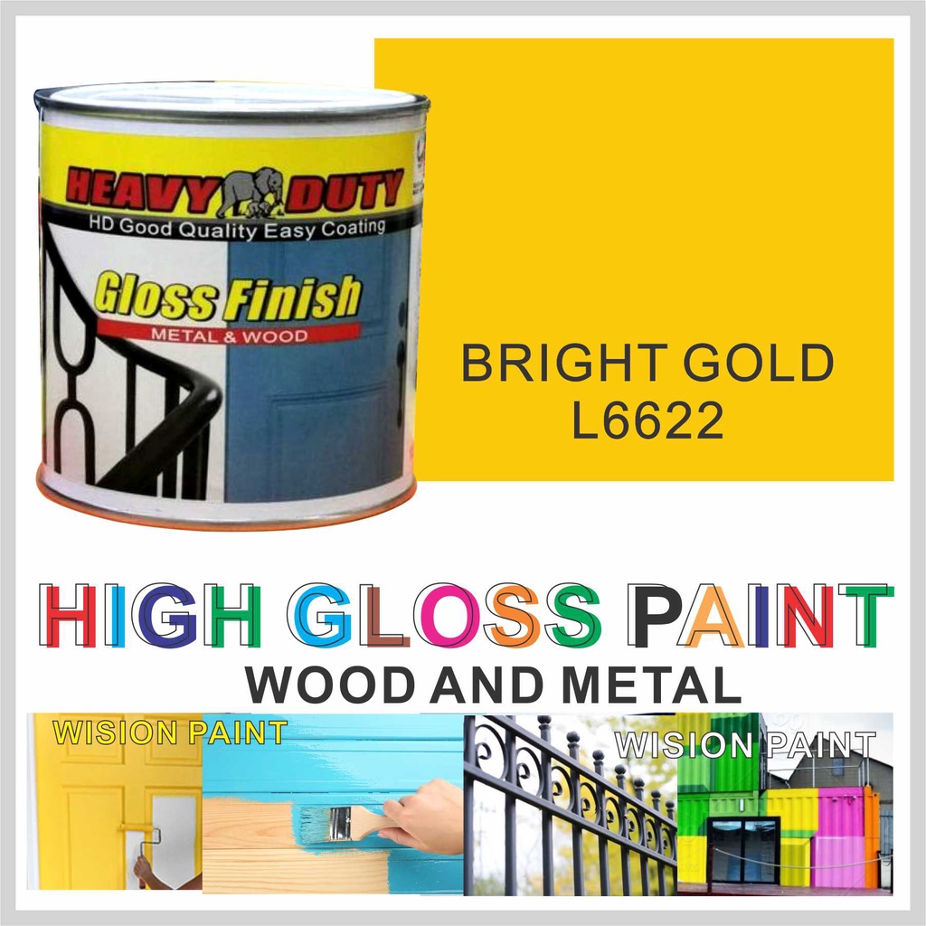 LG6622 BRIGHT GOLD 1L ( 1 LITER ) HEAVY DUTY High Gloss Finish Paint for Wood & Metal ( Fast Dry