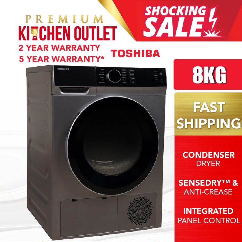 Toshiba 8KG Front Load Condenser Dryer TDK90MEM (SK) Midea 8KG Dryer
