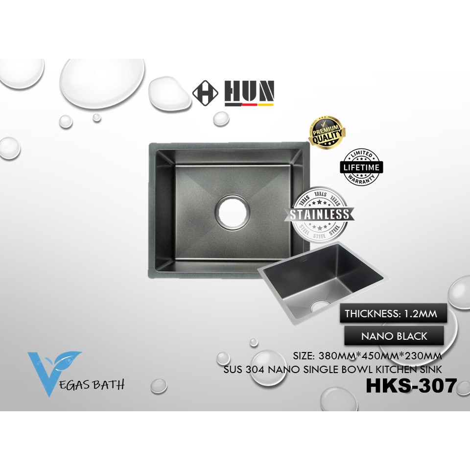 HUN HKS 307 NANO BLACK KITCHEN SINK | Shopee Malaysia