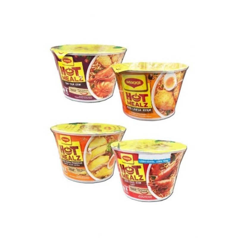 Maggi Hot Mealz Instant Noodle Kari Laksa Ayam Tom Yam Kaw Kari Kari Kaw Ayam Bijan Panggang