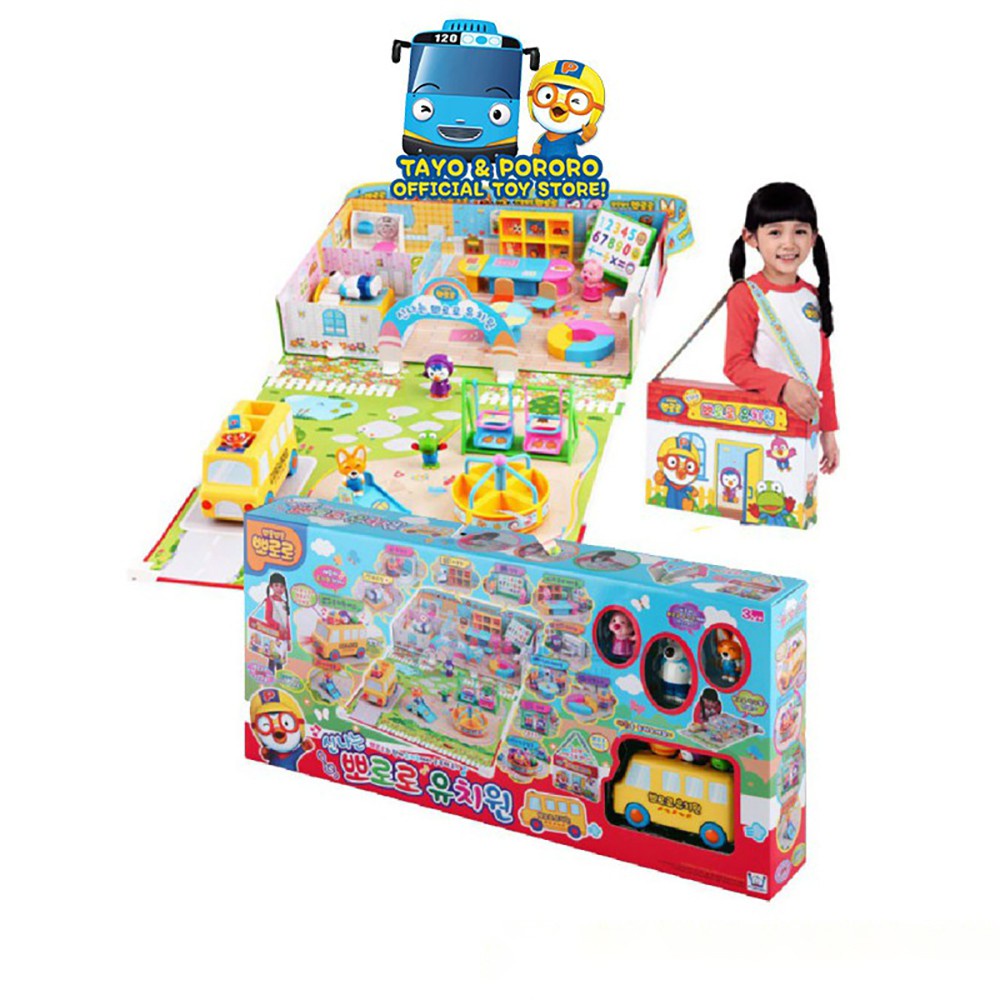 Pororo Preschool Playground Open Up Toy Bus With Music Light Play