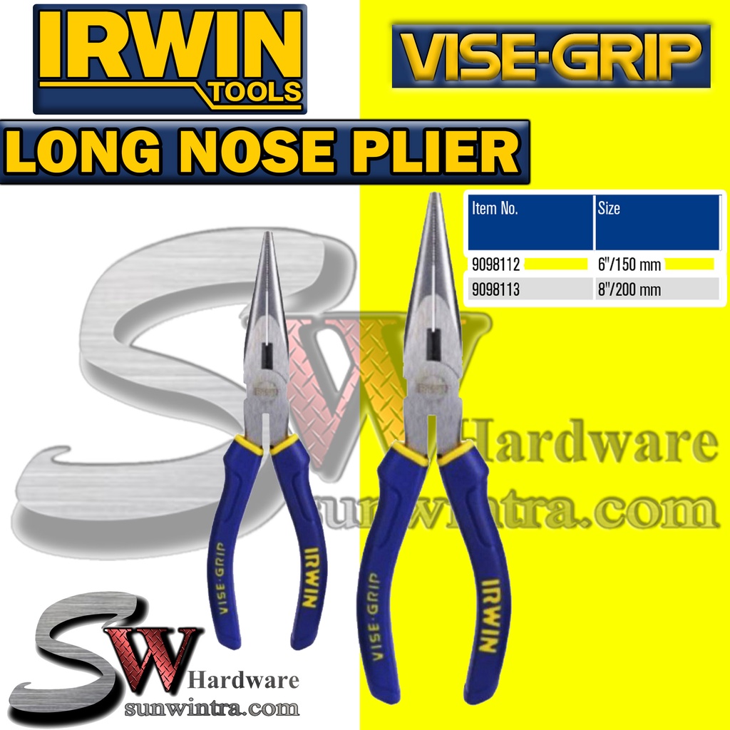 Irwin B3 Series Vise Grip Long Nose Plier 6"/150mm 8"/200mm #9098112 ...