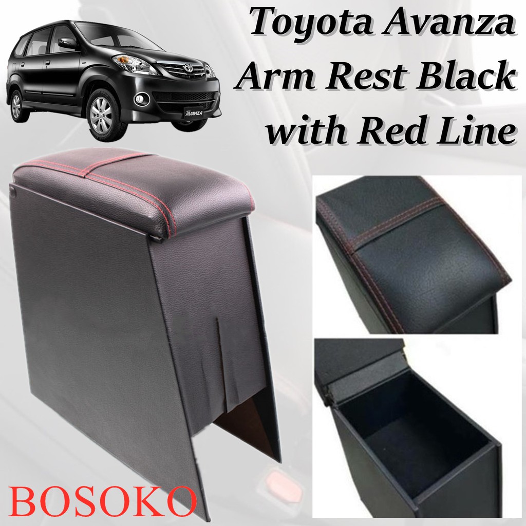 Bosoko Arm Rest Black With Red Line Toyota Avanza Old Shopee Malaysia