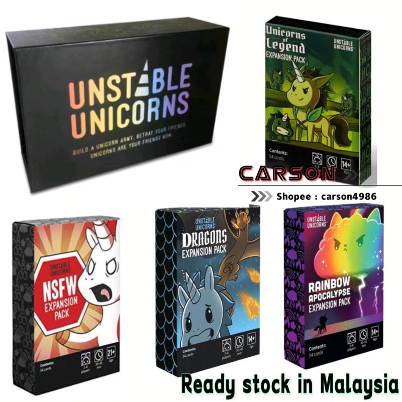 Unstable Unicorns with Expansion Pack Card Game Fun Party Games ...