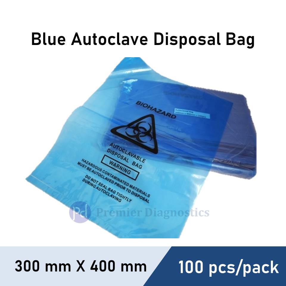 Blue Autoclave Disposal Plastic Bag 100 pcs/pack Blue Biohazard Waste