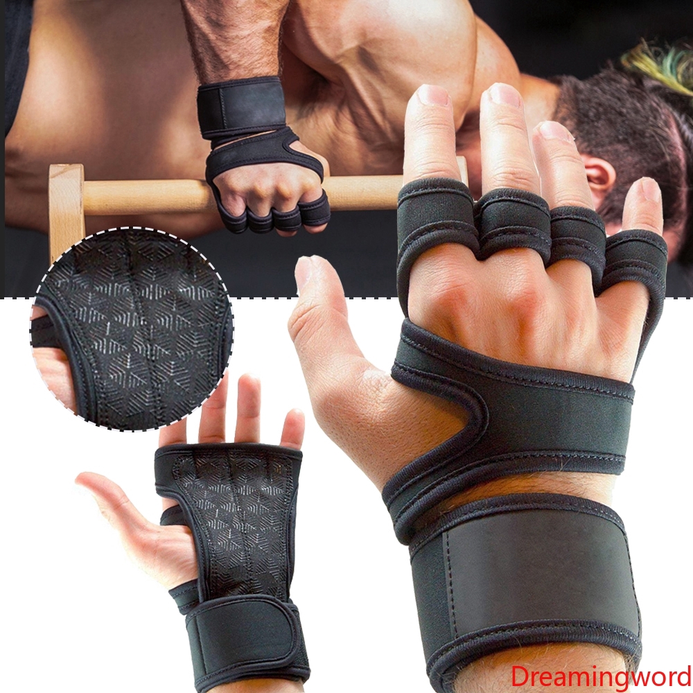 Women/Men Gym Gloves With Wrist Wrap Workout Weight Lifting Fitness  Exercise US