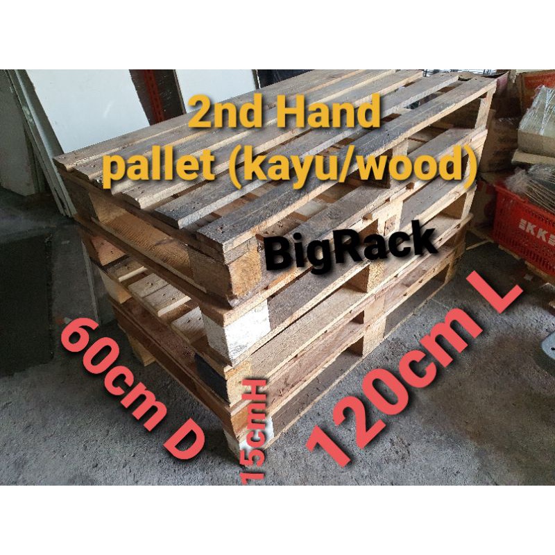 BigRack 2nd Hand Pallet kayu /wood size 60cm D x 120cm L x 15cmH ...