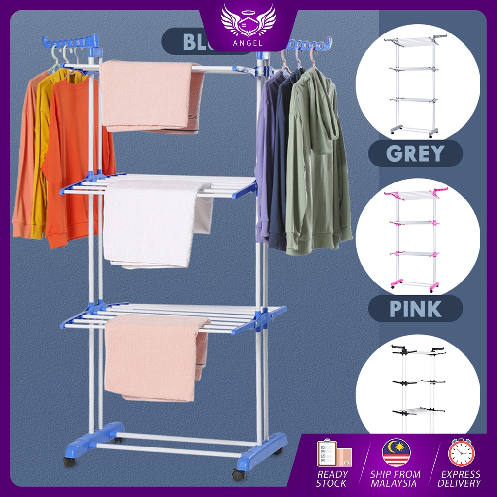 3 Tier Foldable Drying Rack Clothes Rack Hanger Rack Penyidai Baju ...