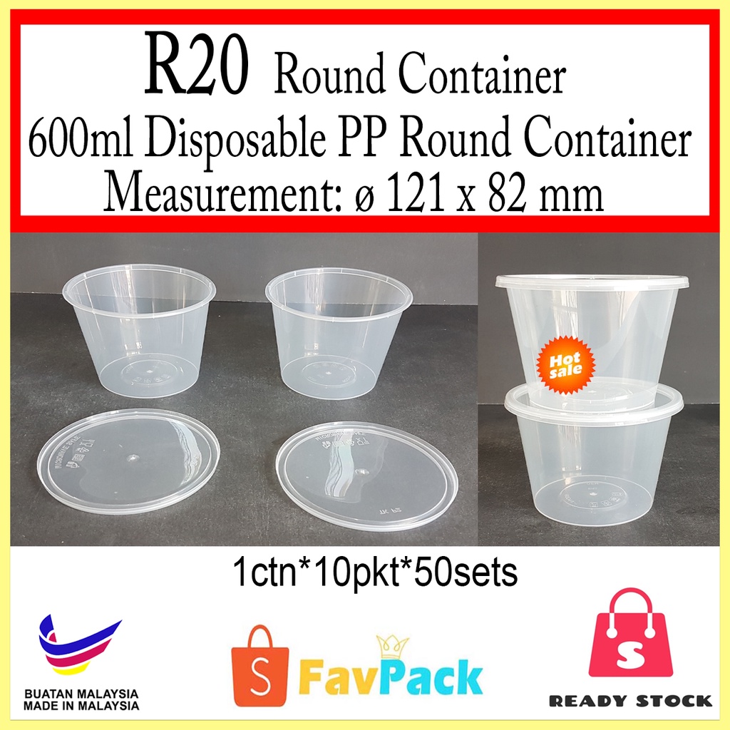 R20 (TEKA) 600ml PP Round Container with Lid/ Disposable Plastic Round