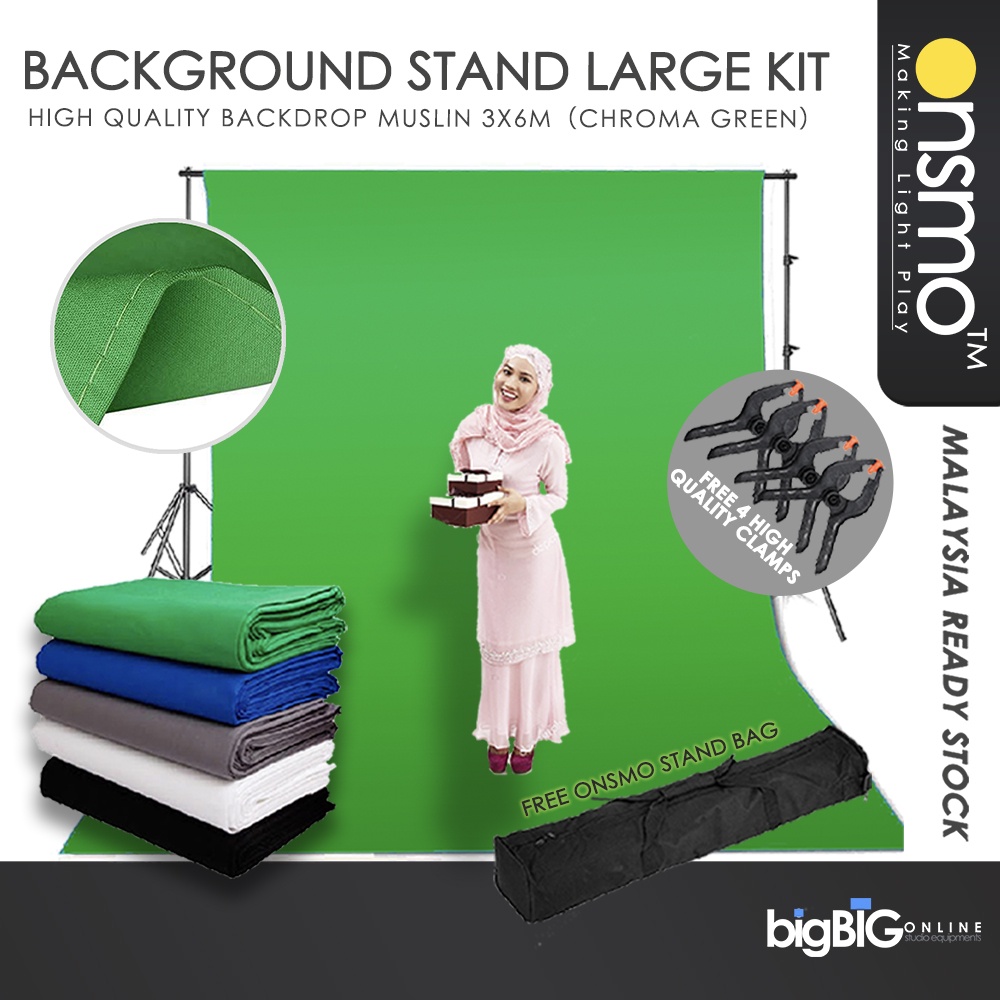 Onsmo Portable Background Stand Large Kit With High Quality Backdrop
