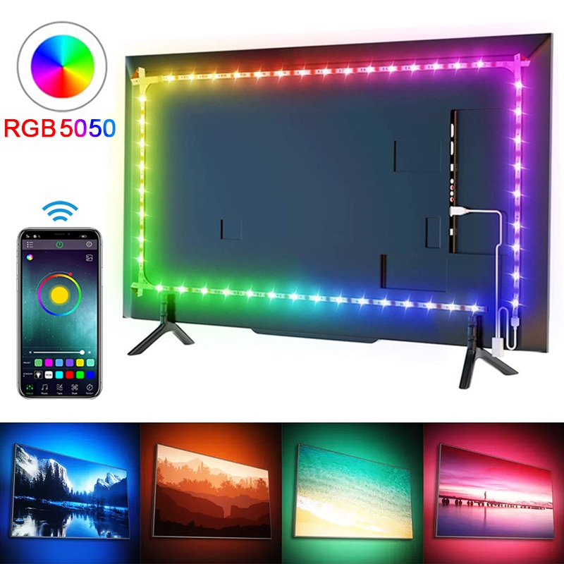 RGB 5050 Led Strip Light Bluetooth App Control 5V USB Led Tape Flexible ...