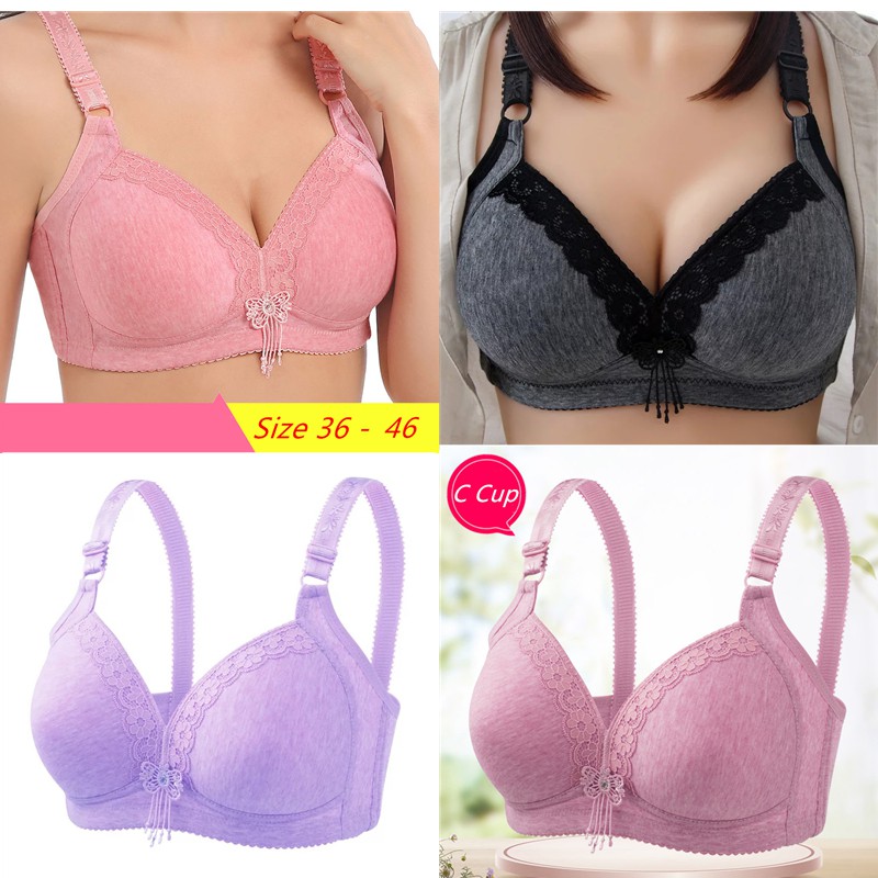 Big Size Bra 36-46 Cup C Cotton Push Up Bras Seamless Wireless Bralette