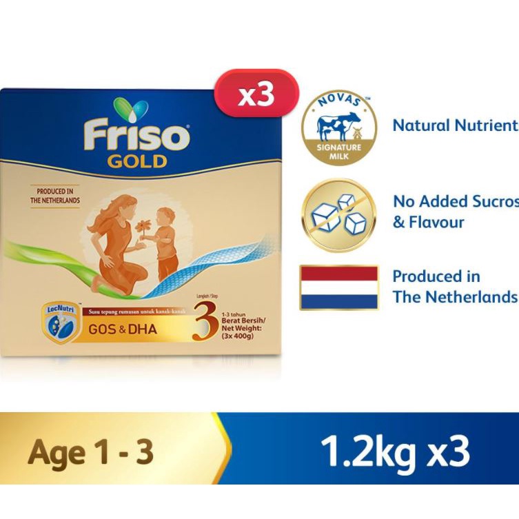 Friso Gold Step 3 Milk Formula - 1.2kg x 3 (EXP : 2025) Clearance ...