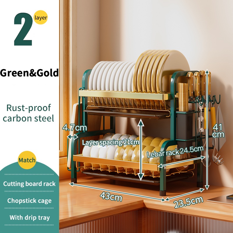 Rak Pinggan Stainless Steel Dish Drainer Racks Plate Rack Storage ...