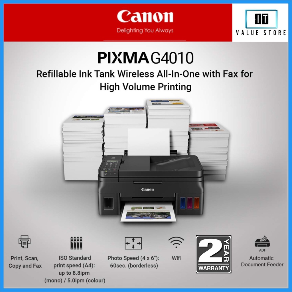 Canon PIXMA G4010 Refillable Ink Tank Wireless All-In-One Printer ...