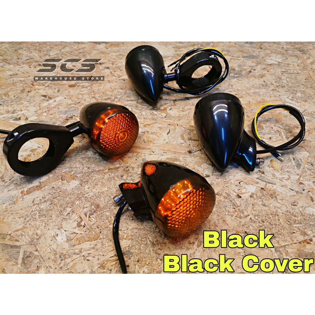Signal Set Chopper Motor Front Rear Black Turn Indicators Harley ...