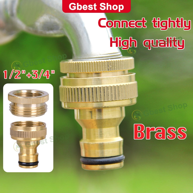 1/2"&3/4"Brass Tap Hose Connector Faucet Adapter Garden Water